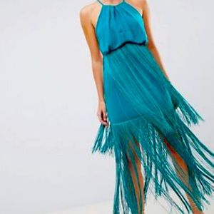 ASOS DESIGN strappy back fringe maxi dress